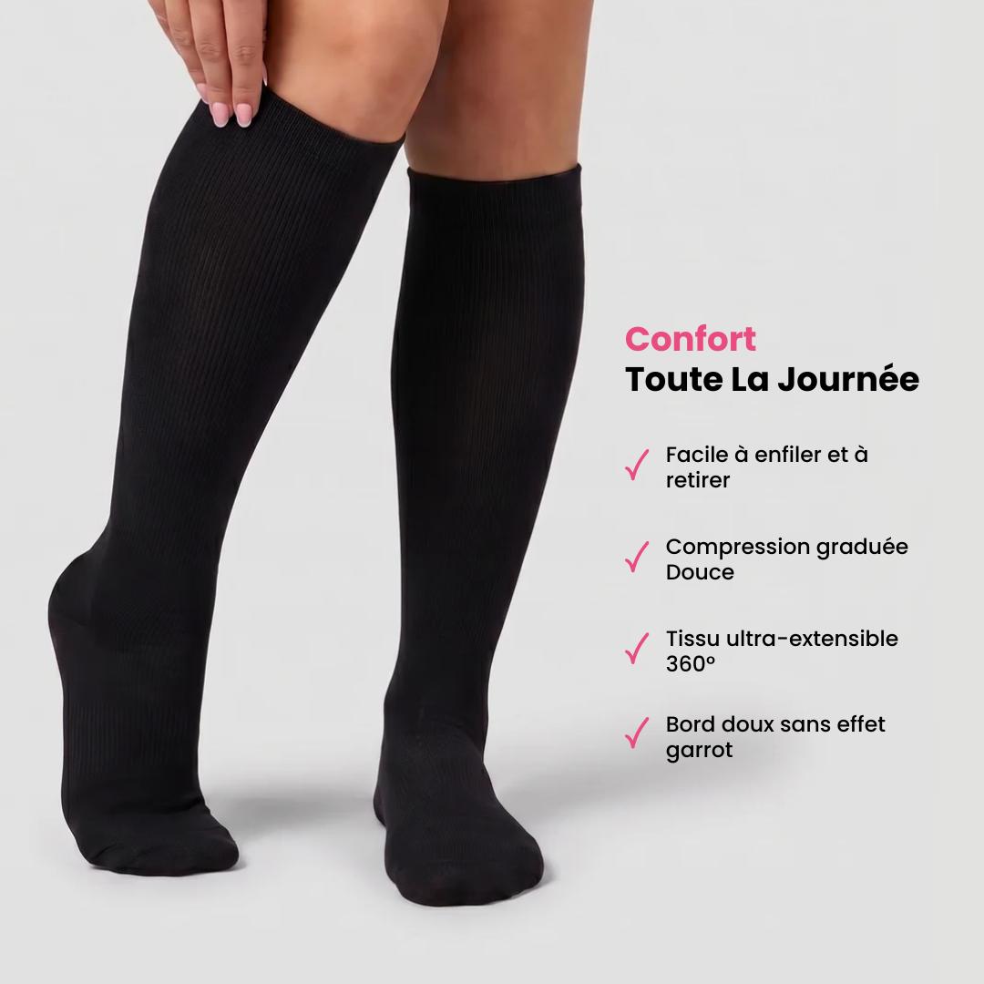 Chaussettes de Compression Douces Rose Hibiscus