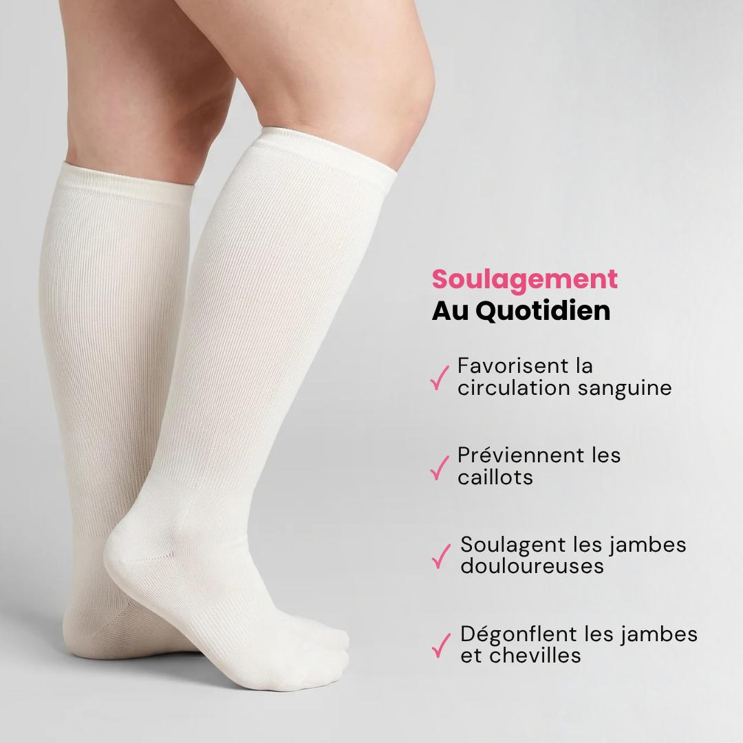 Chaussettes de Compression Douces Rose Hibiscus